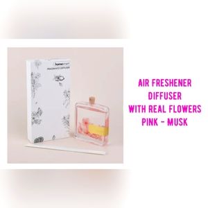 Real flowers glass air freshener diffuser, Pink, NIB